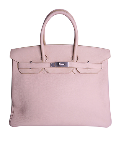 Birkin 35 Veau Taurillon Clemence Leather in Beige Rose, front view